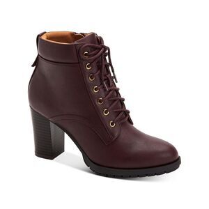 STYLE & COMPANY Womens Burgundy Lucillee Almond Toe Lace-Up Heeled Boots 7 M